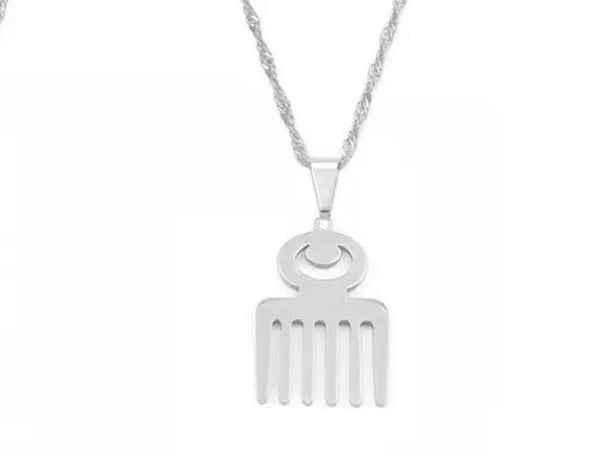 Adinkra necklace, comb necklace
