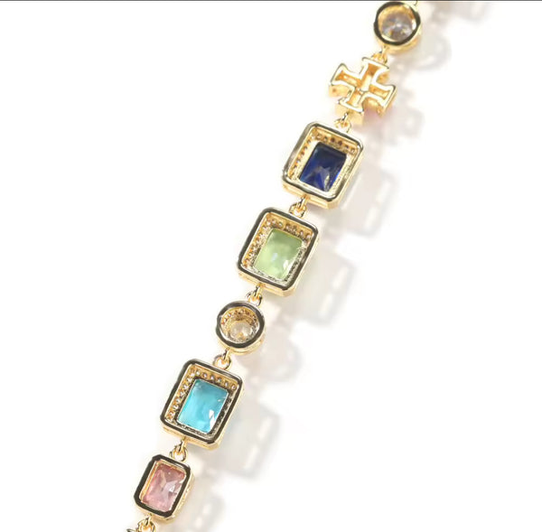 Colorful Iced Out Gemstone choker