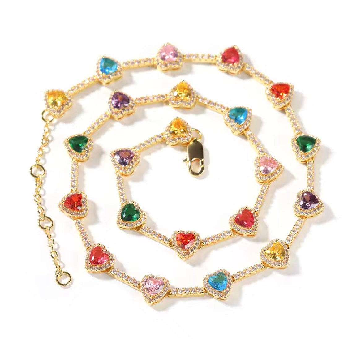 Multi Coloured Heart Necklace 16inch Multi Colored Heart Shaped Necklace 16inch main image 2