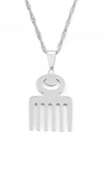 Adinkra necklace, comb necklace