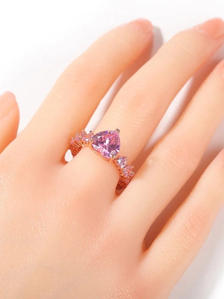 Icy Heart  ring ,heart CZ Ring , luxury ring , Full Cubic Zircon Paved Copper Big Heart Ring Iced Out Bling Hip Hop Fashio