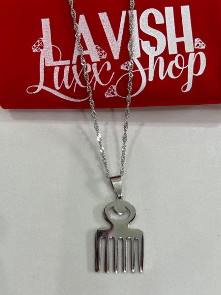 Adinkra necklace, comb necklace