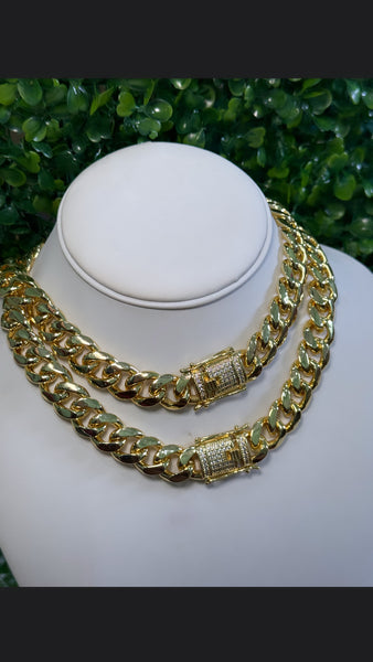 12mm gold Cuban chain