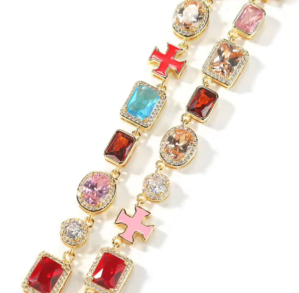 Colorful Iced Out Gemstone choker