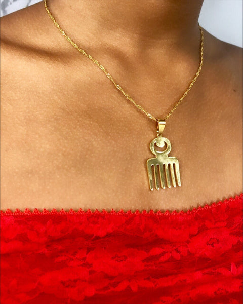 Adinkra necklace, comb necklace