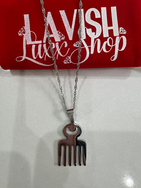 Adinkra necklace, comb necklace