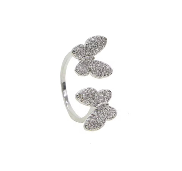 Butterfly ring cz adjustable