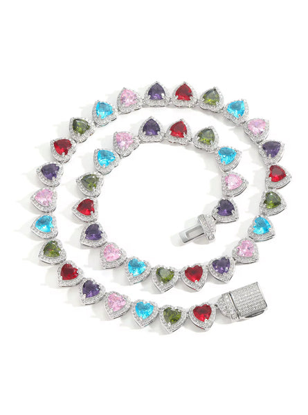 Colorful heart choker necklace