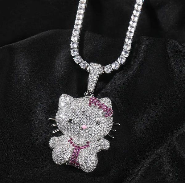 Full body Kitty  bling necklace