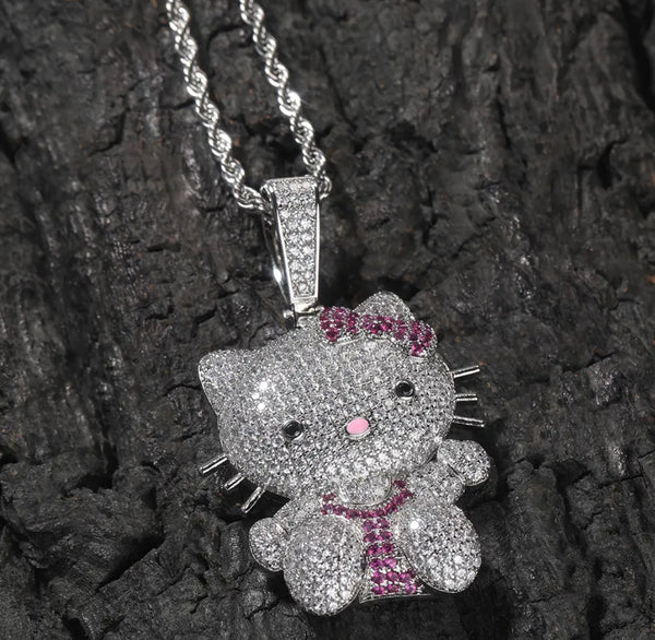 Full body Kitty  bling necklace