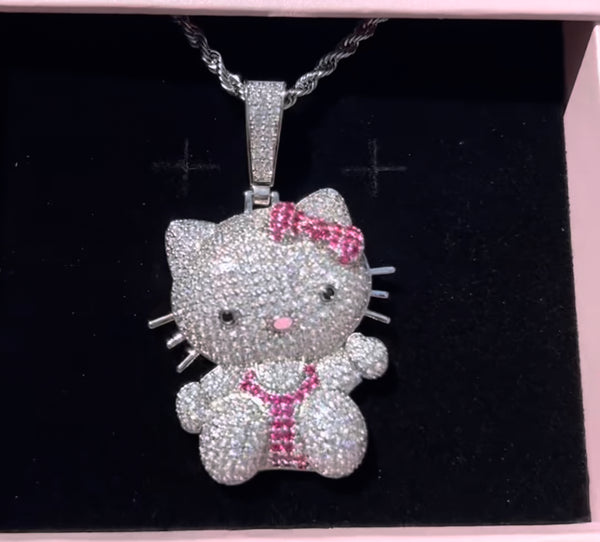 Full body Kitty  bling necklace