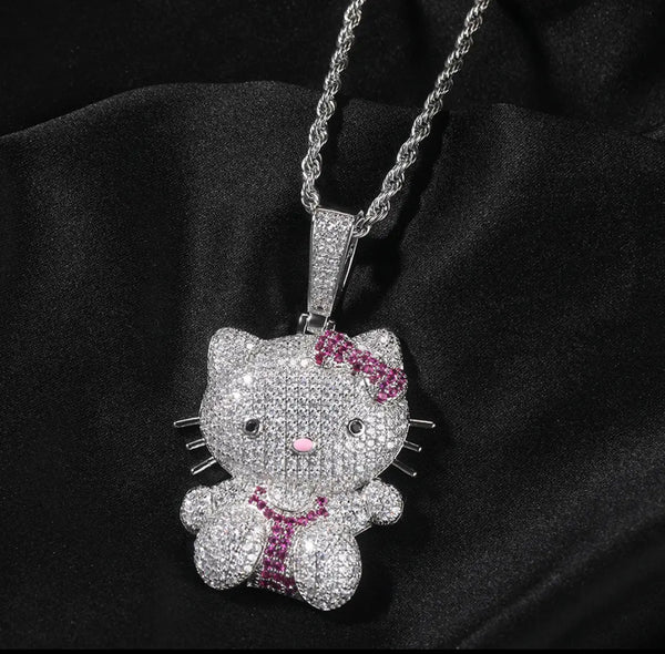 Full body Kitty  bling necklace