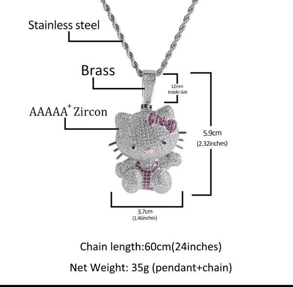 Full body Kitty  bling necklace