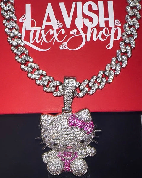 Full body Kitty  bling necklace