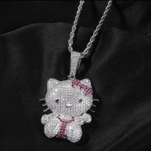 Full body Kitty  bling necklace