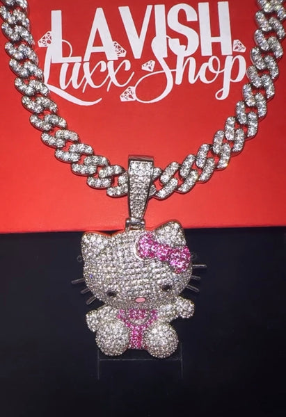 Full body Kitty  bling necklace