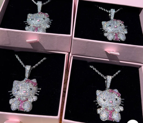 Full body Kitty  bling necklace