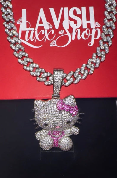 Full body Kitty  bling necklace