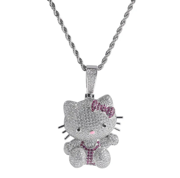 Full body Kitty  bling necklace