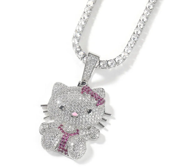 Full body Kitty  bling necklace