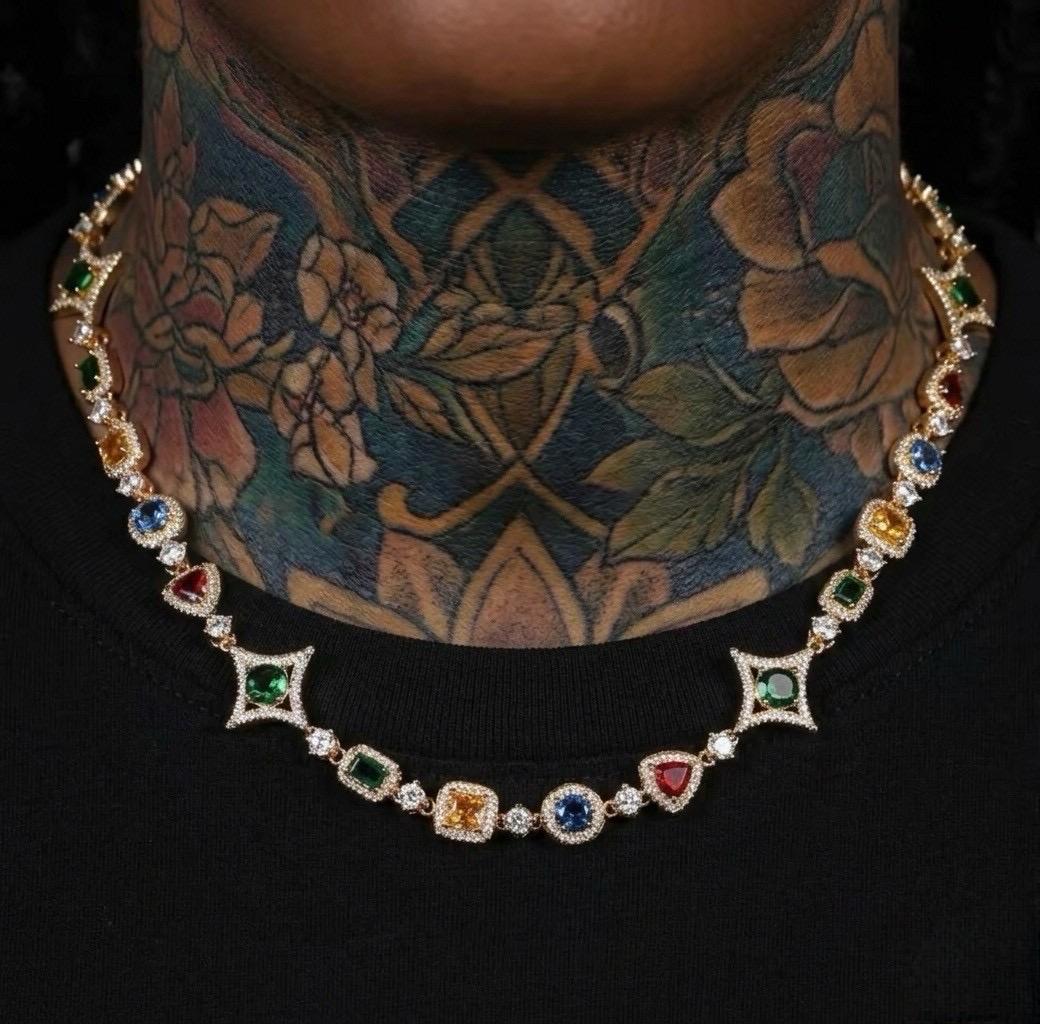 Multi colored gemstone necklace– Lavishluxxshop