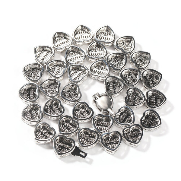 Baguette Heart Chain Necklaces for Women 12 mm Iced Out Cubic Zirconia Stones Necklace Fashion Jewelry for Women Gift