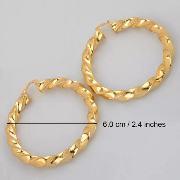 African Hoop Earrings ,Ethiopian Round Twisted Earrings Gold hoop earrings ,18k gold plated hoop earrings , twisted hoop earrings