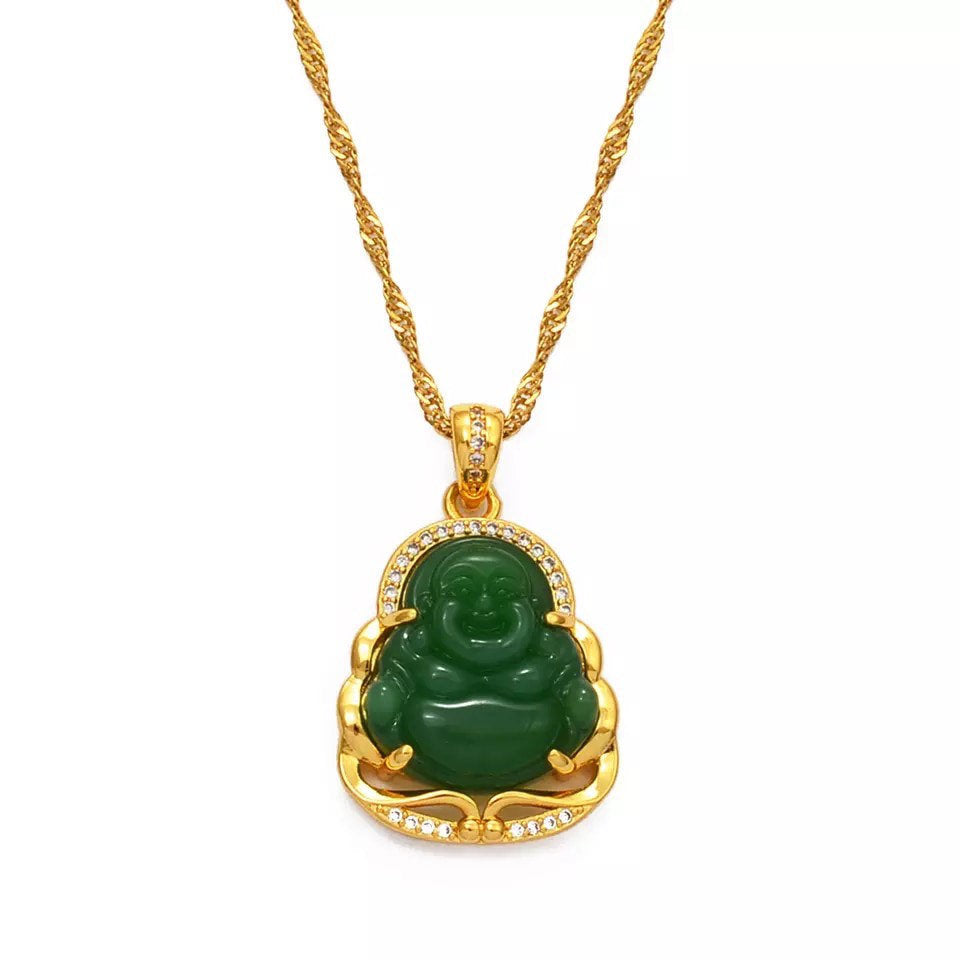 Mini jade buddha on sale necklace