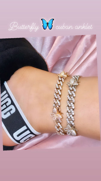 Butterfly cuban ANKLET