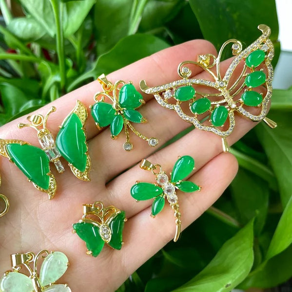 Jade mini butterfly pendant