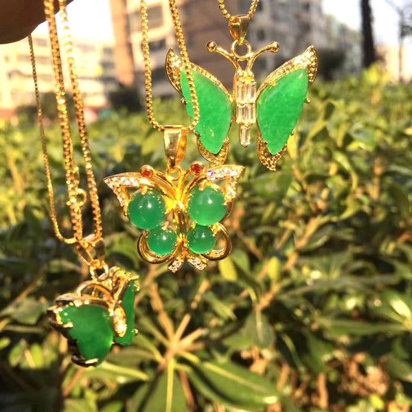 Jade mini butterfly pendant