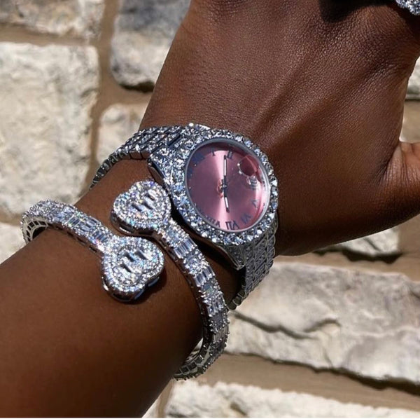 2 piece SET ! watch and heart baguette bracelet