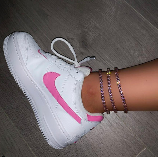 Pink tennis anklet