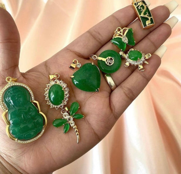 Jade mini butterfly pendant