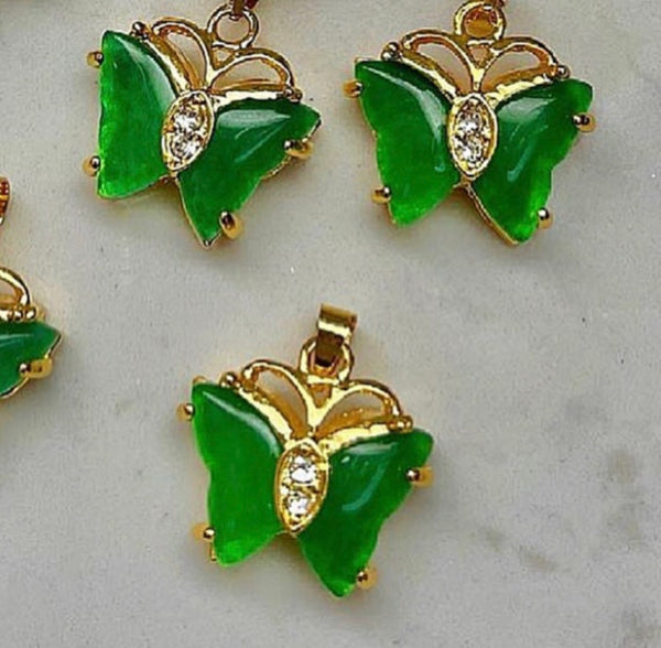 Jade mini butterfly pendant