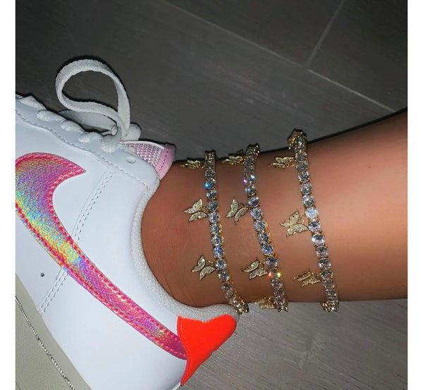 Tennis  butterfly anklet