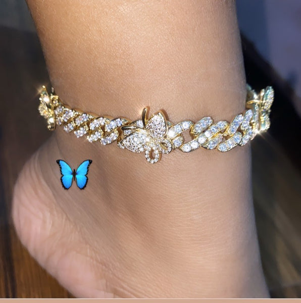 Butterfly cuban ANKLET