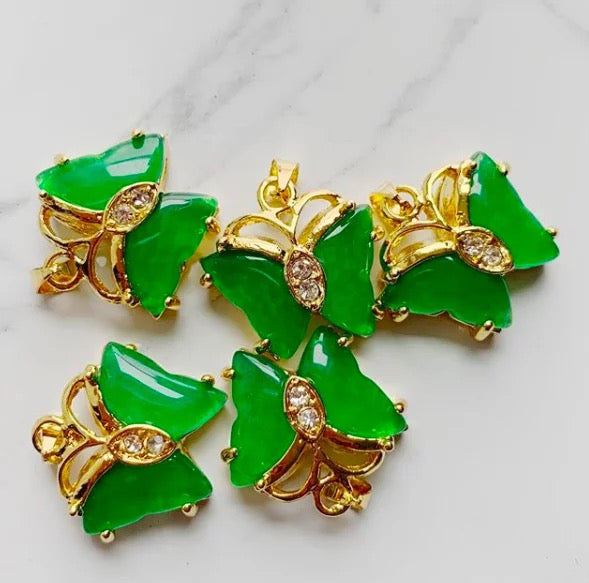 Jade mini butterfly pendant