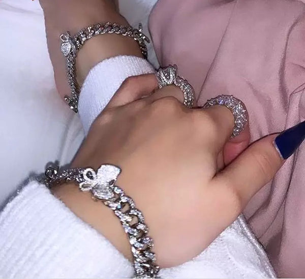 Pink and white 2 piece anklet set
