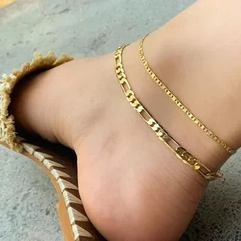 18k gold plated anklet, anklet , figaro anklet ,gold anklet