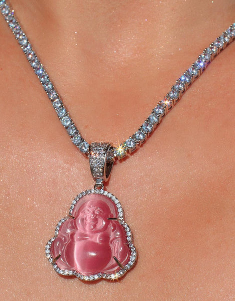 Blue Tennis chain buddha pendant