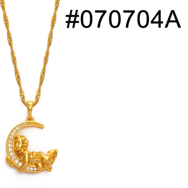 Anniyo Moon Butterfly Giraffe With Cubic Zirconia Pendant Necklaces for Women Girls CZ  Jewelry Mom Wife Birthday Gift #0707
