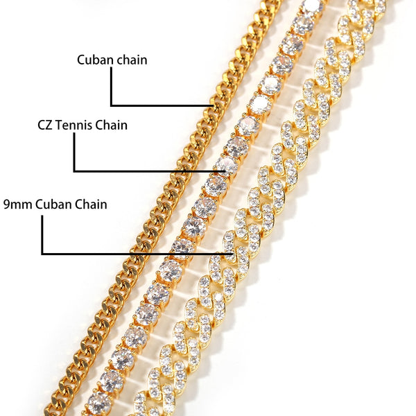 Uwin Butterfly Pink Rosegold CZ Pendant With 9mm Iced Out Cuban Chain Micro Pave Cubic Zircon Necklace Jewelry For Gift