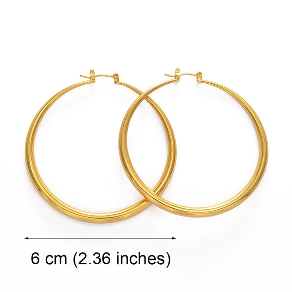 18k gold plated 6 CM Hoop Earrings for Women Gold