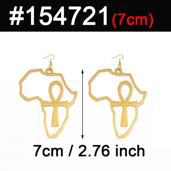 African Map Big Ankh Earrings Exaggerate Larger Earring A