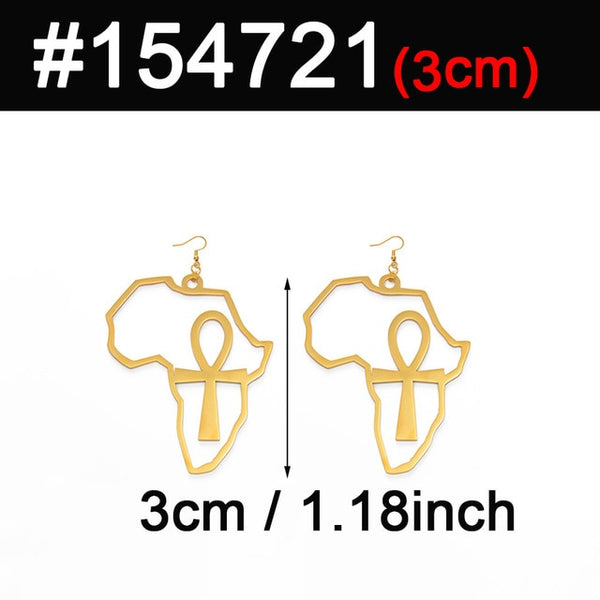 African Map Big Ankh Earrings Exaggerate Larger Earring A