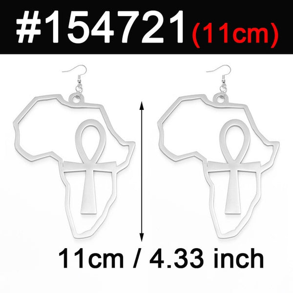 African Map Big Ankh Earrings Exaggerate Larger Earring A