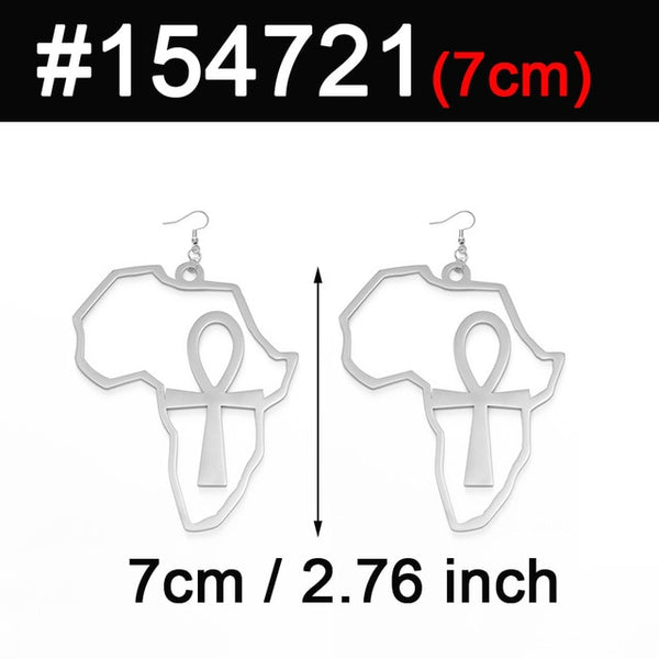 African Map Big Ankh Earrings Exaggerate Larger Earring A