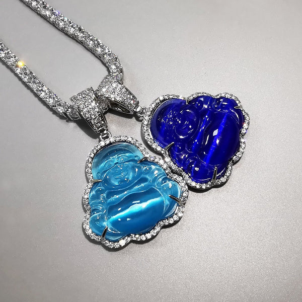 Blue Tennis chain buddha pendant