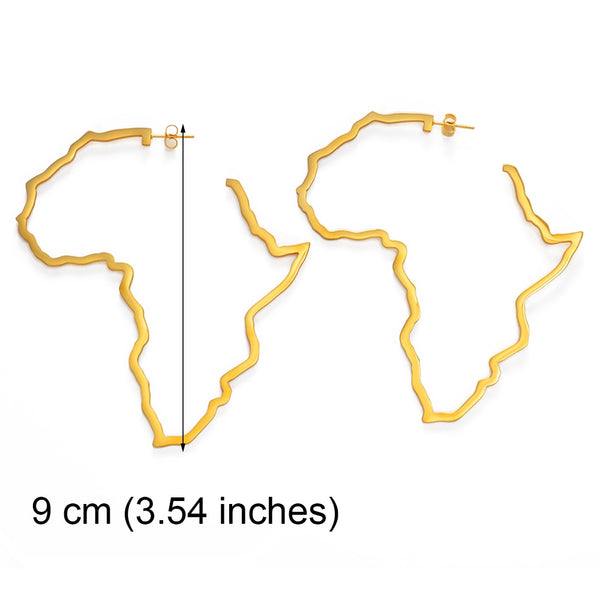 9CM Outline Africa Map Big Earrings Exaggerate Earring Gold Color African Jewelry Traditional Ethnic Hyperbole Earrings #201121